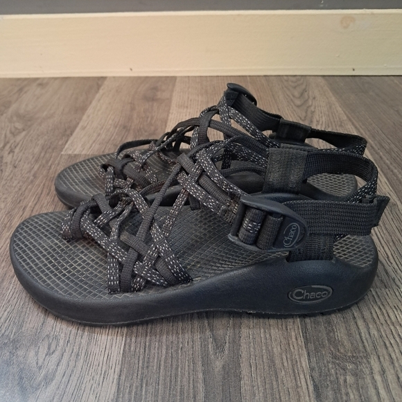 Chaco Shoes - Chaco Sport Hiking Black Trail Sandals Strappy Toe Loop Shoe Womens Size 6